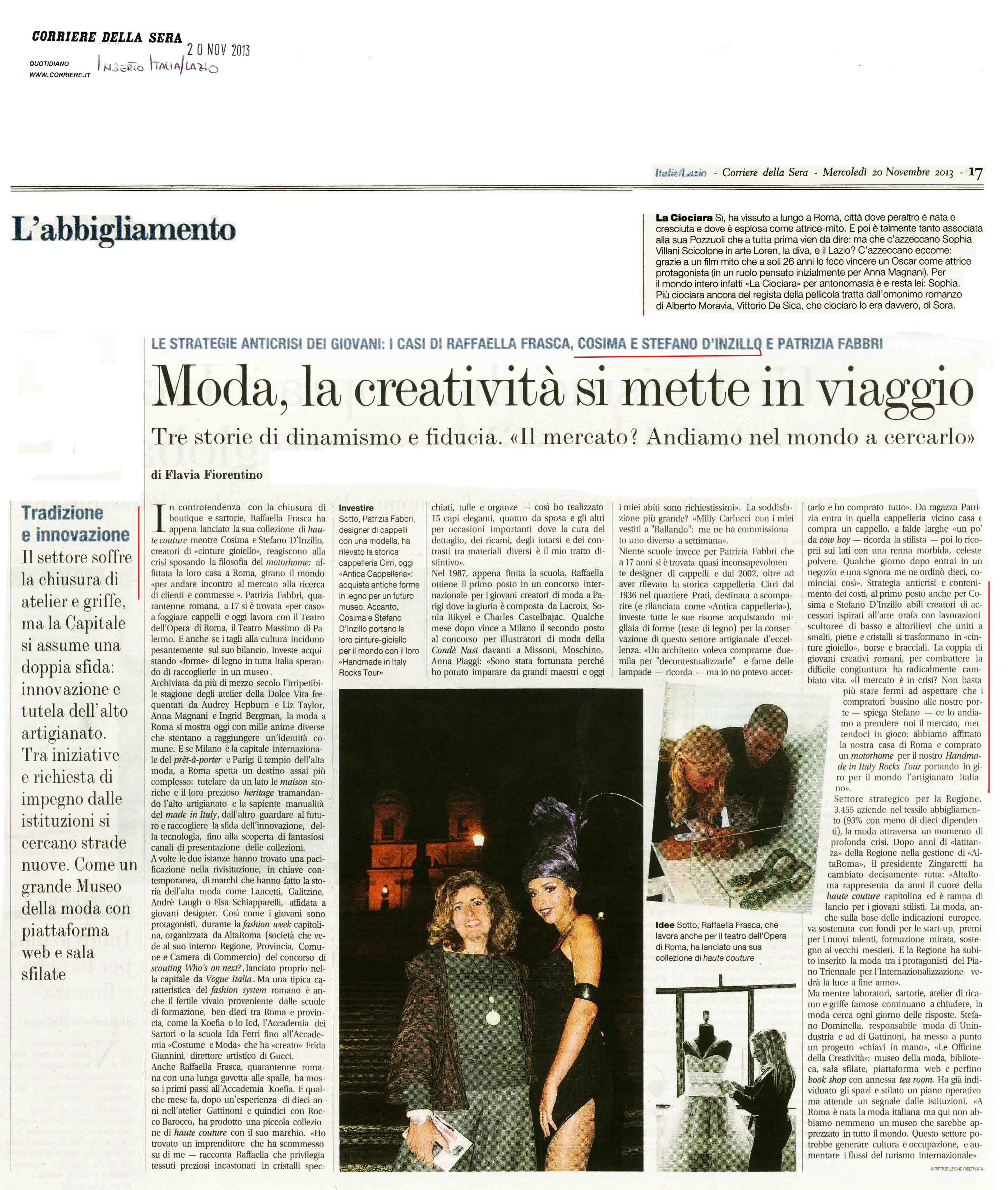 CORRIERE DELLA SERA 20 Nov 2013.